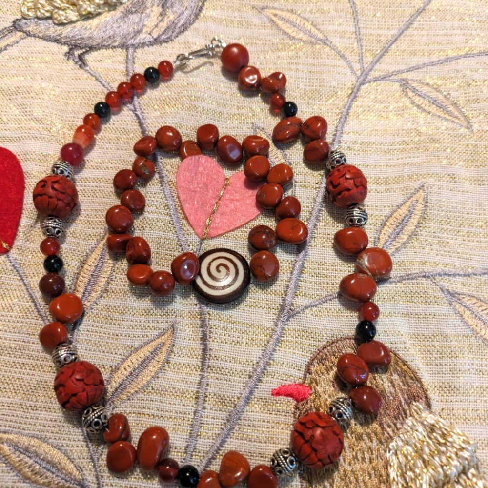 Red Jasper Gemstone Necklace and bracelet